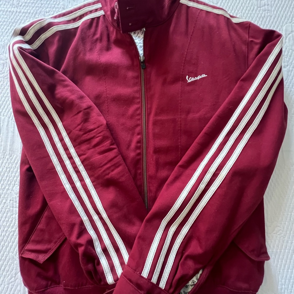 Adidas x Vespa Maroon Jacket with Cream Stripes*rare - Picture 7 of 12